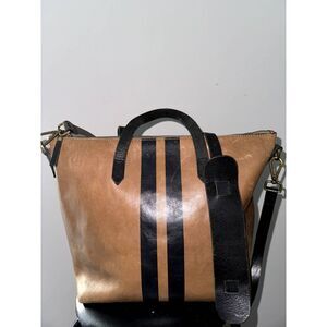 Madewell Paintstripe Transport Tote- Taupe and Black